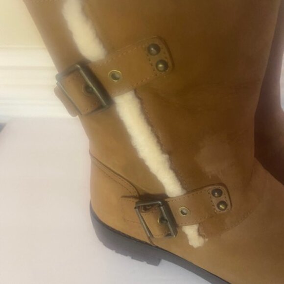 UGG NIELS WATER RESISTAN WOMEN BOOTS LEATHER CHESTNUT Size 11 - Picture 12 of 13